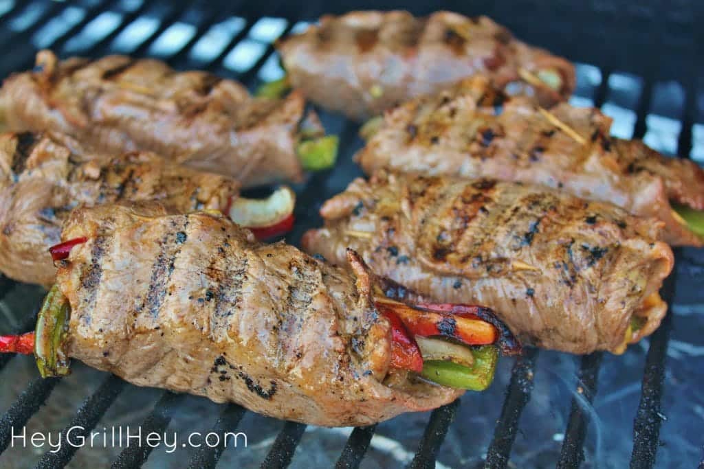 Steak Roll Ups on the grill.