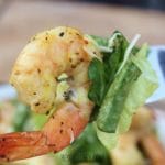 grilled shrimp on fork