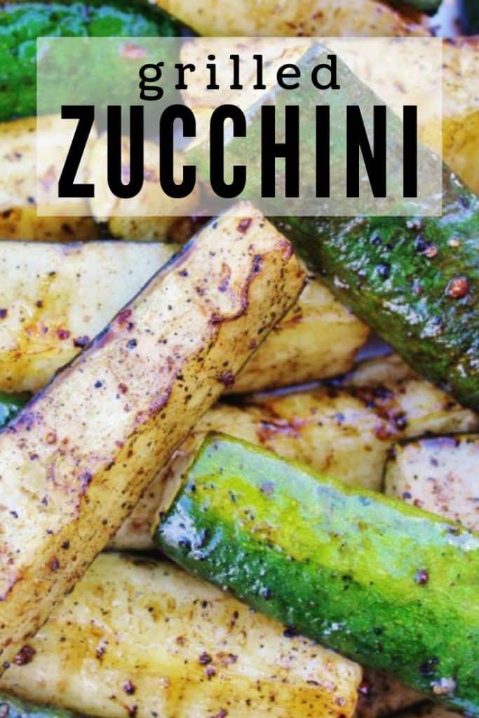 Sliced zucchini grilled and seasoned piled together.