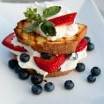 Grilled Lemon Cake with Berries and Cream,
