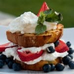 Grilled Lemon Cake with Berries and Cream.