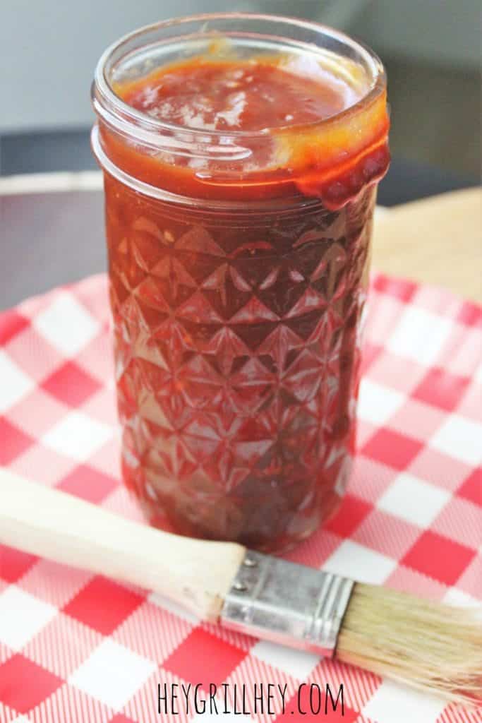 No Sugar Added Homemade BBQ Sauce in a glass jar. 