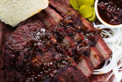 Drunk Brisket with Bacon BBQ Sauce - Hey Grill, Hey