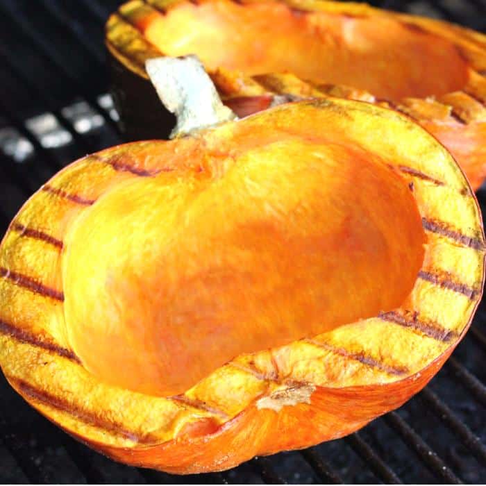 grilled pumpkin on grill grates