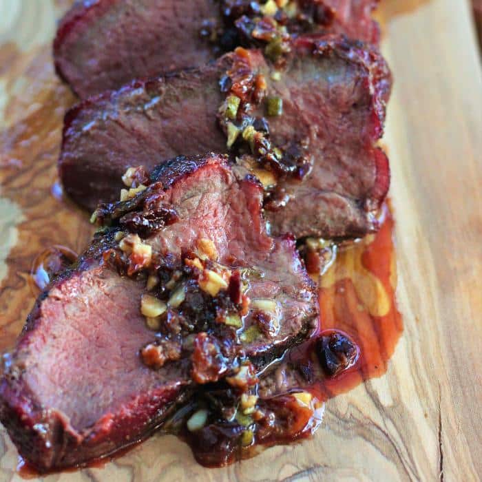 Smoked Venison Steak with Smoked Cherry Sage Butter