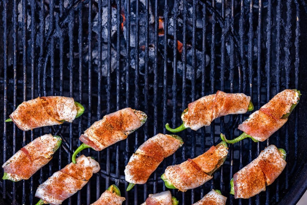 Jalapeno poppers on the grill.