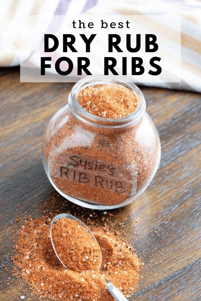 small glass jar of dry rub for ribs