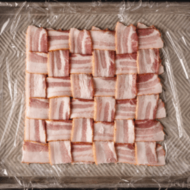 Bacon weave on a work surface.