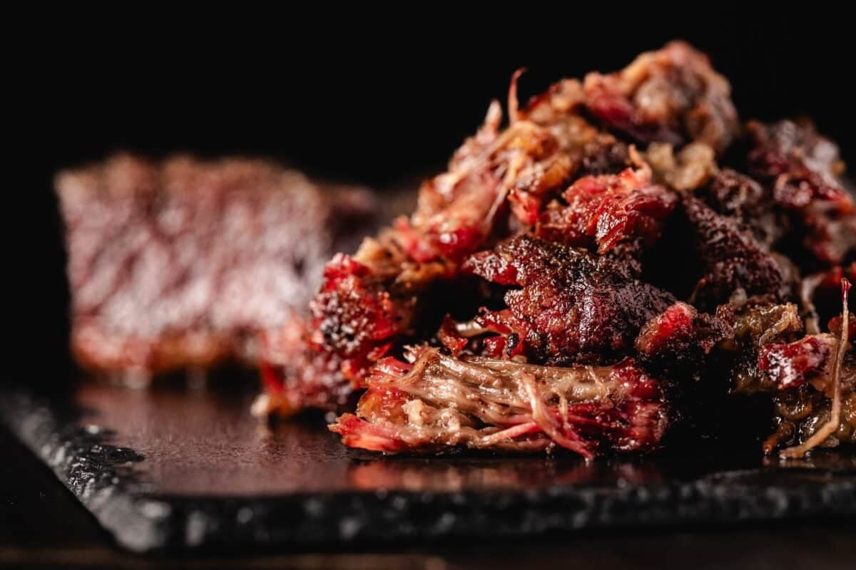 Boneless beef short ribs on serving platter.