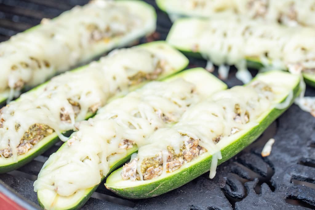 zucchini boats on the grill.