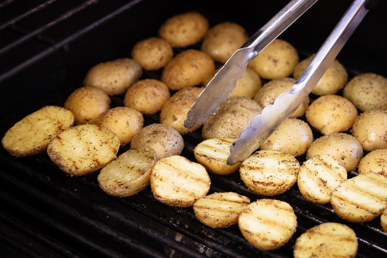 Baby potatoes on the grill.