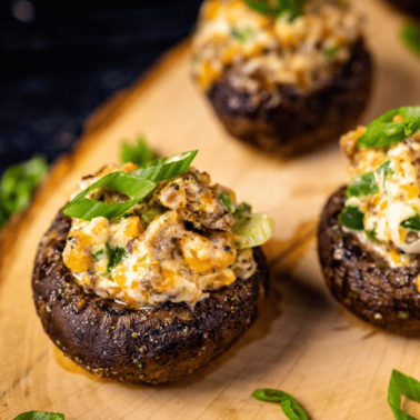 Jalapeno Popper Grilled Stuffed Mushrooms - Hey Grill, Hey