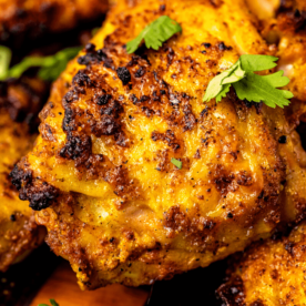 Grilled tandoori chicken thighs.