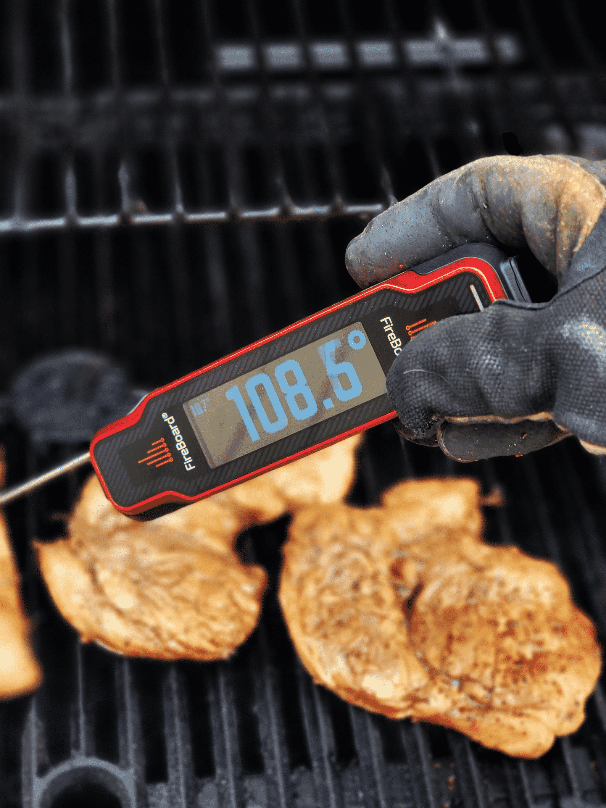 thermometer showing 108 degrees in food