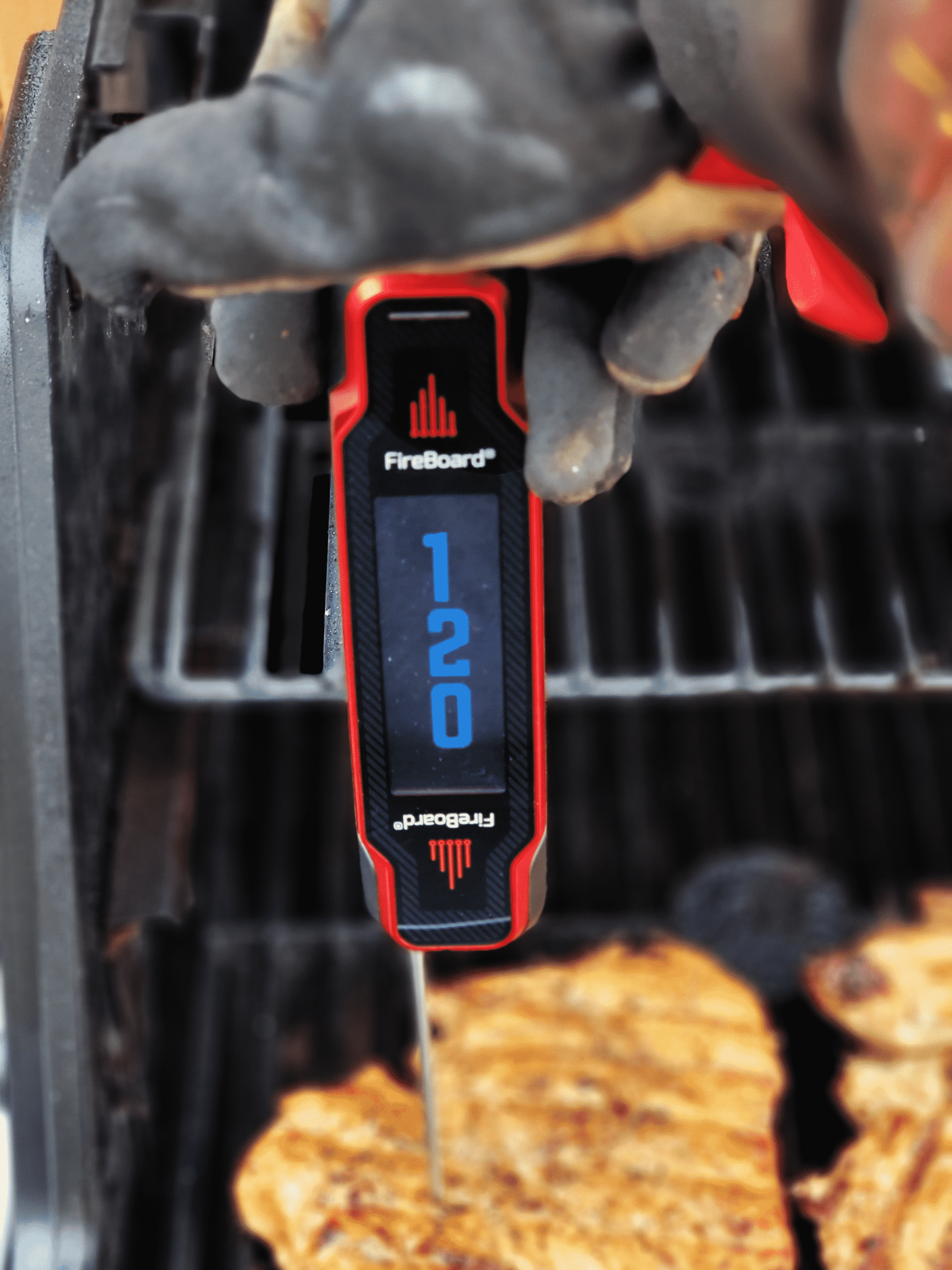 thermometer reading 120 degrees in some food
