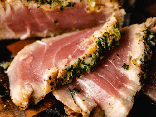 Grilled Ahi Tuna Steaks with Lemon Herb Butter