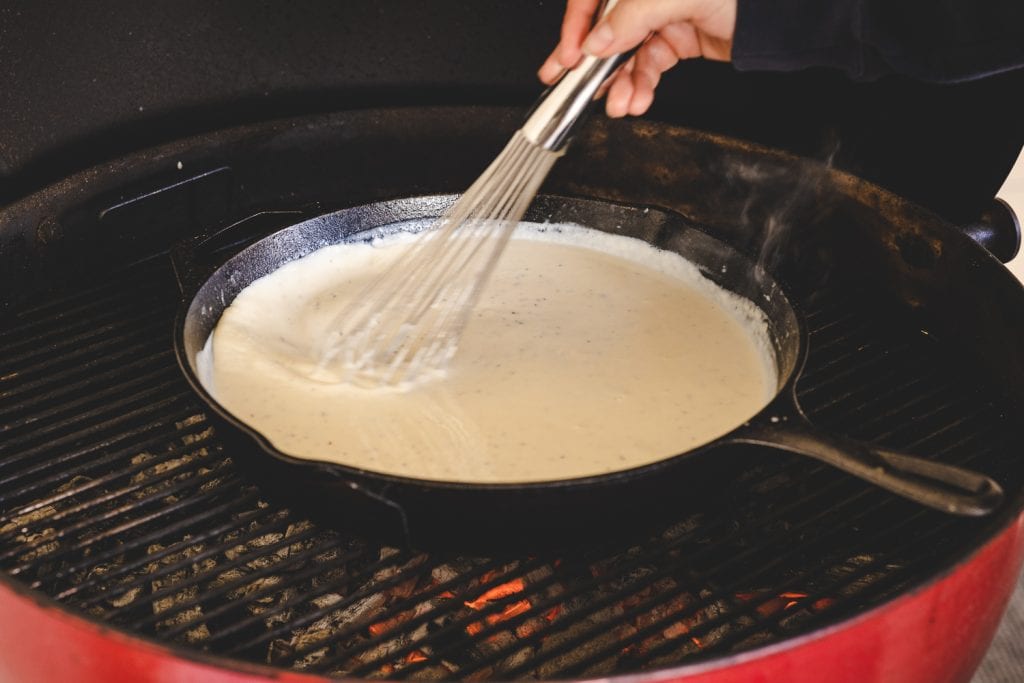 Roux in a cast iron skillet.