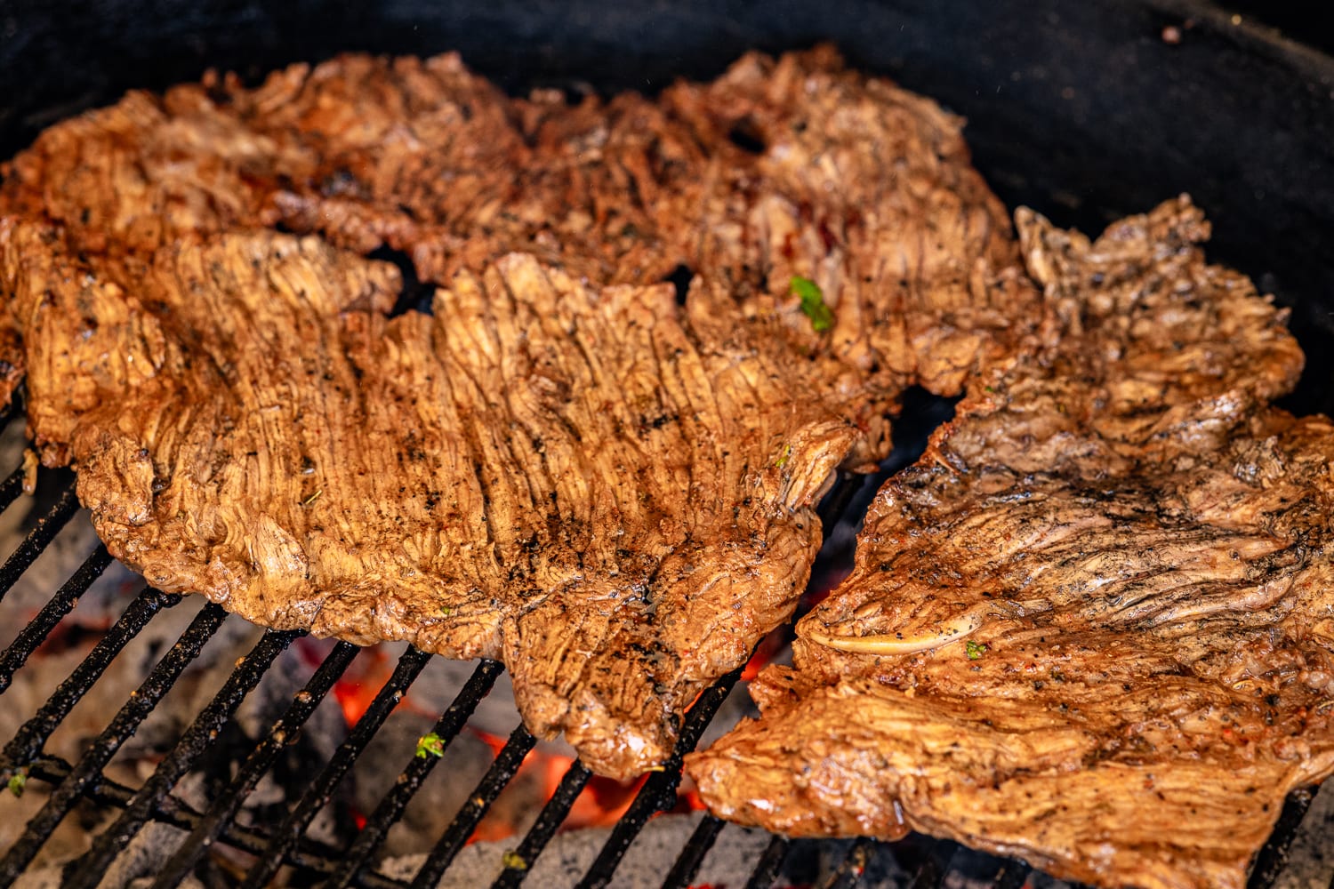 Carne Asada on a grill.