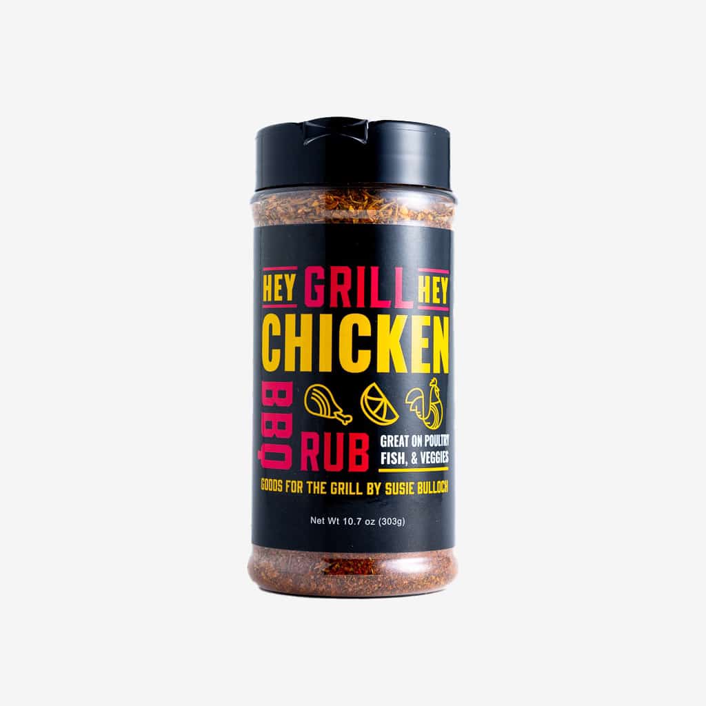 12 oz container of Hey Grill Hey Chicken Rub.