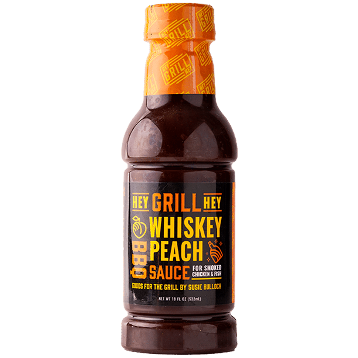 16 ounce bottle of Whiskey Peach BBQ Sauce.