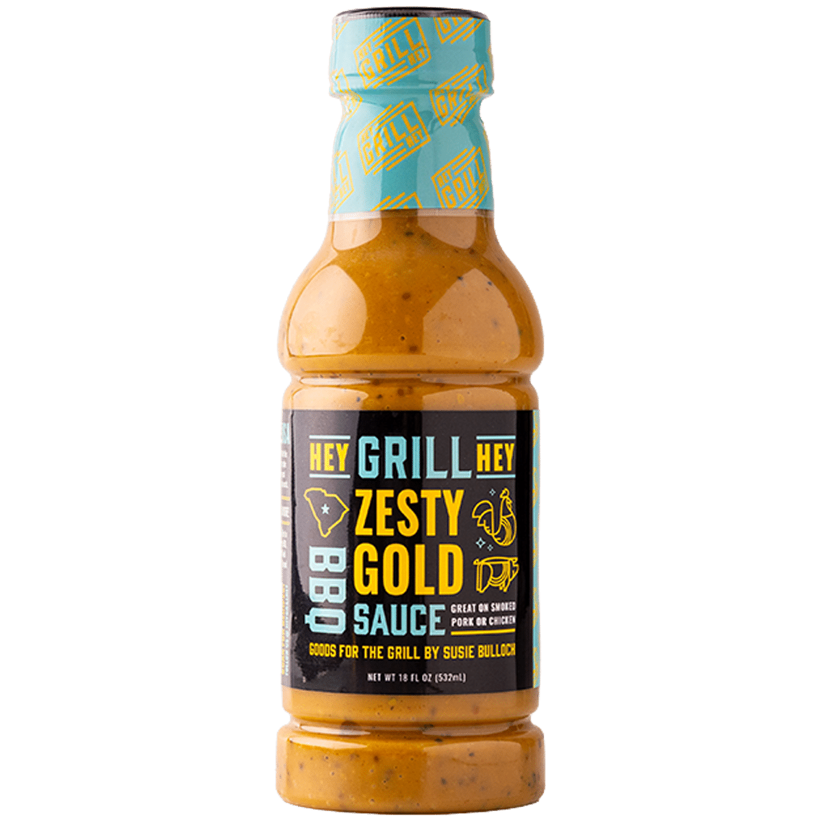 16 ounce bottle of Zesty Gold BBQ Sauce.