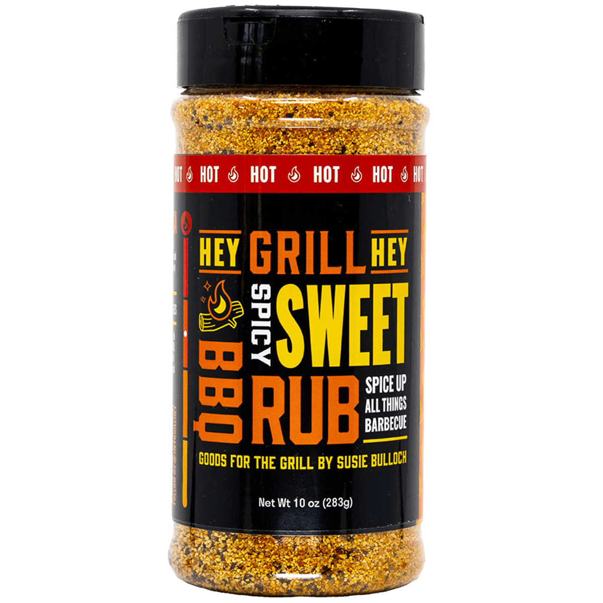 A 12 ounce shaker of Spicy Sweet Rub.