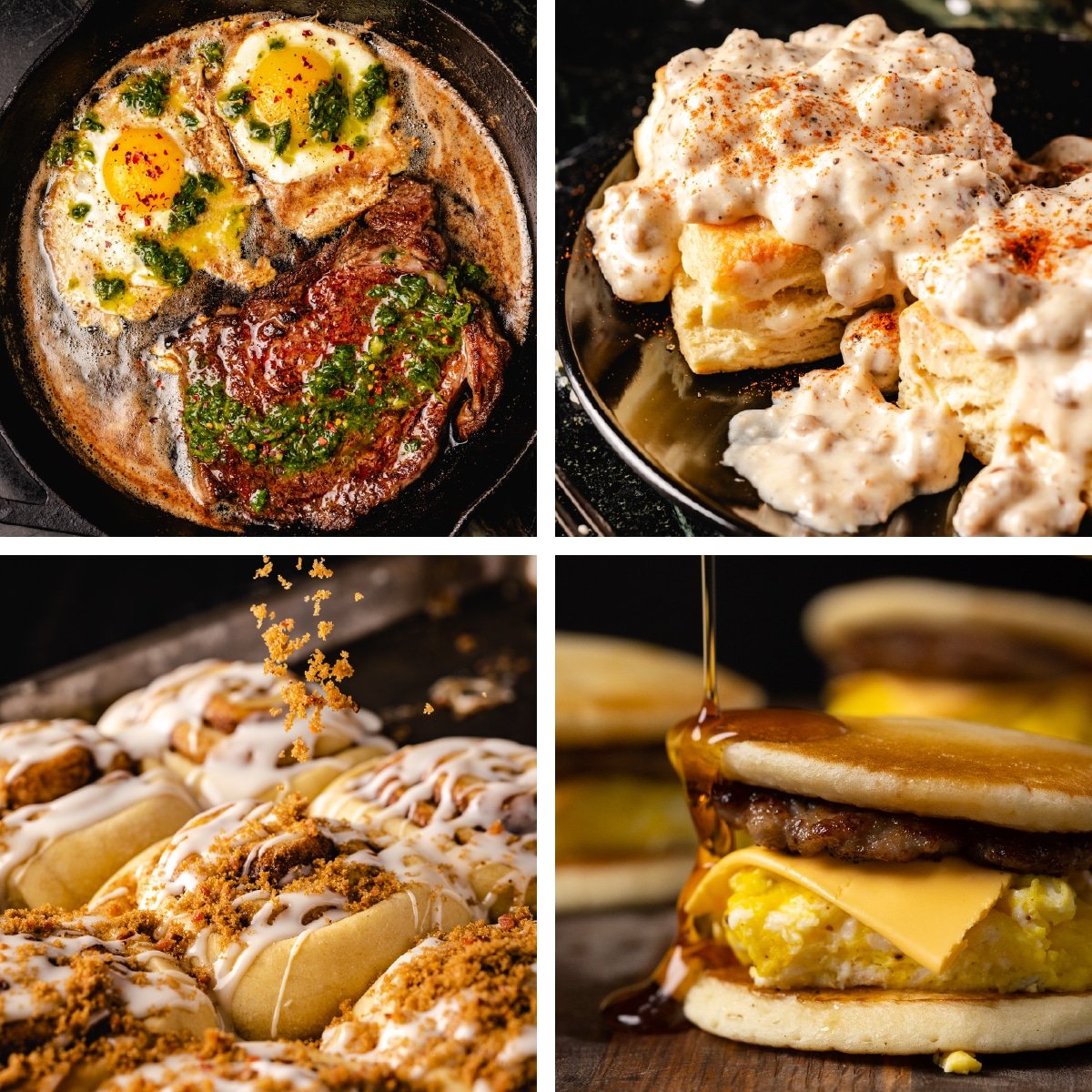 A collage of four different BBQ breakfast recipes.